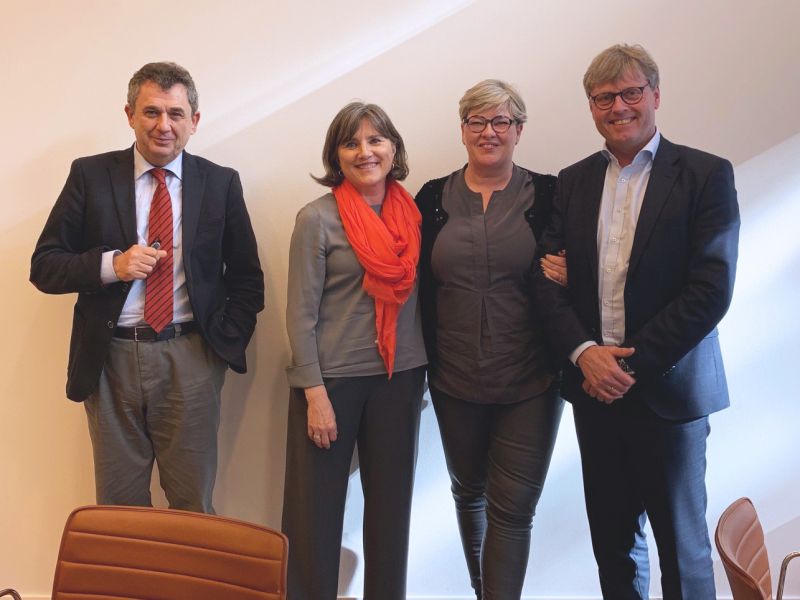 From the left: 
Mr Claudio Spiritelli - CEO NEXION, 
Ms Cynthia Corghi - Co-owner NEXION, 
Ms Lene Dyøe Madsen - Co-owner STENHØJ, 
Mr Søren Dyøe Madsen – Co-owner and CEO STENHØJ

