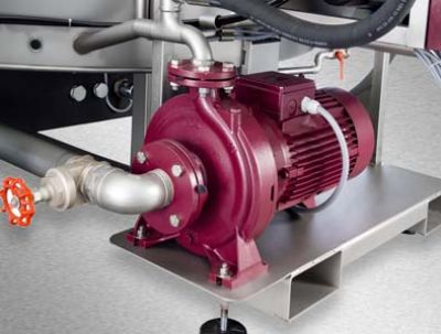 Wasching pump with shut-off valve