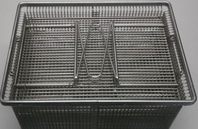 Kleinteilekorb aus Edelstahl ohne Deckel, 408 x 308 x 200 mm, Maschenweite 6 mm