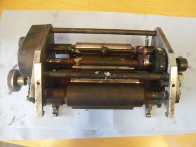 Heavily coated printing roller before paint stripping in the Clean-o-mat RC-E paint stripping system