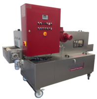 Clean-o-mat TW 104 measuring system from PERKUTE, used continuous cleaning system with red control panel for industrial parts cleaning