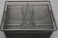 Stainless steel small parts basket without lid, 408 x 308 x 200 mm, mesh size 6 mm