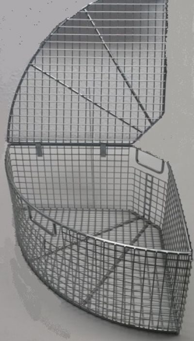 Stainless steel segment basket 90 degrees, radius 365 mm, mesh size 17 mm for PERKUTE cleaning systems