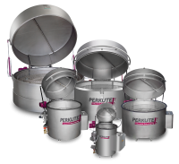 Image of the PERKUTE Clean-o-mat SP top-loader cleaning system in stainless steel design with open lid for thorough cleaning of workpieces in industry and workshops