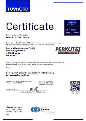 Certificate for the management system according to DIN EN ISO 9001:2015