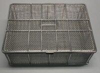 Schüttgutkorb aus Edelstahl mit Auflagendeckel, 362 x 262 x 126 mm, Maschenweite 3 mm